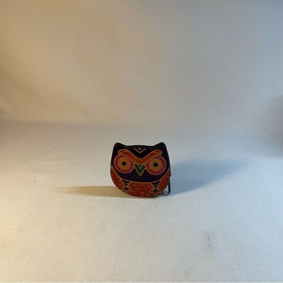 Adorable owl 🦉 change purse leather handmade hand painted zip pouch - Picture 4 of 5